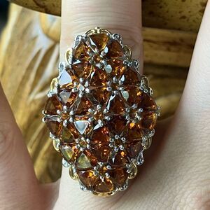 Natural Santa Ana Madeira Citrine Sterling Silver Cocktail Ring Size 6.75